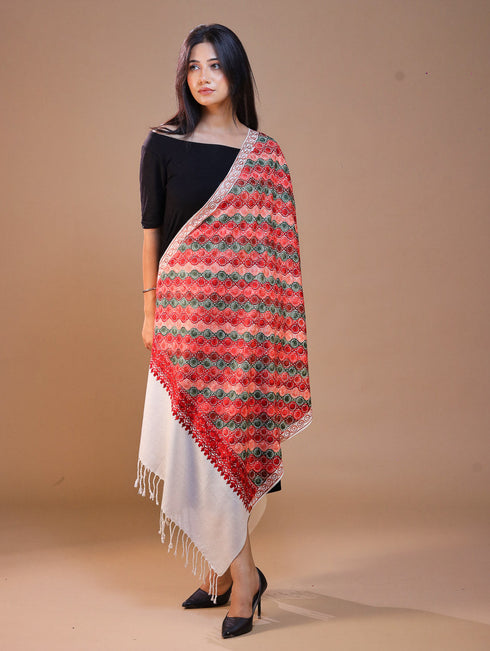 Women's Aari Embroidery Wool Stole